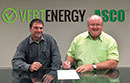 Michael Navarria, sales manager for Asco Power Technologies (left) with Vert Energy’s Grant Robertson.